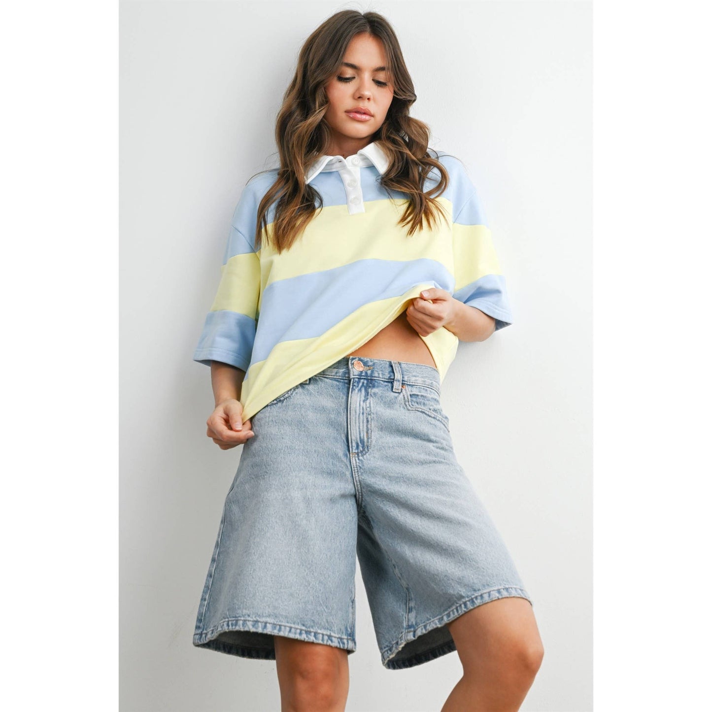 Striped collared top