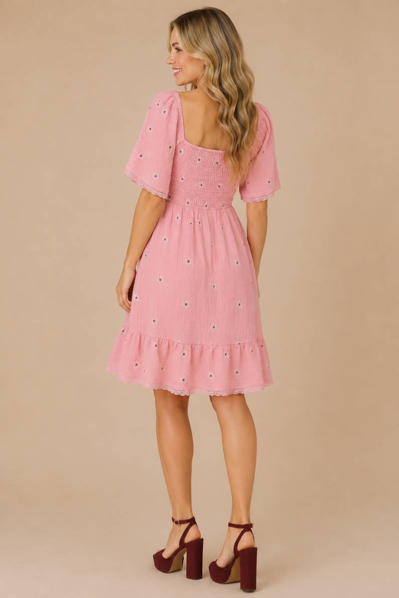 Gauze  Embroidered Dress