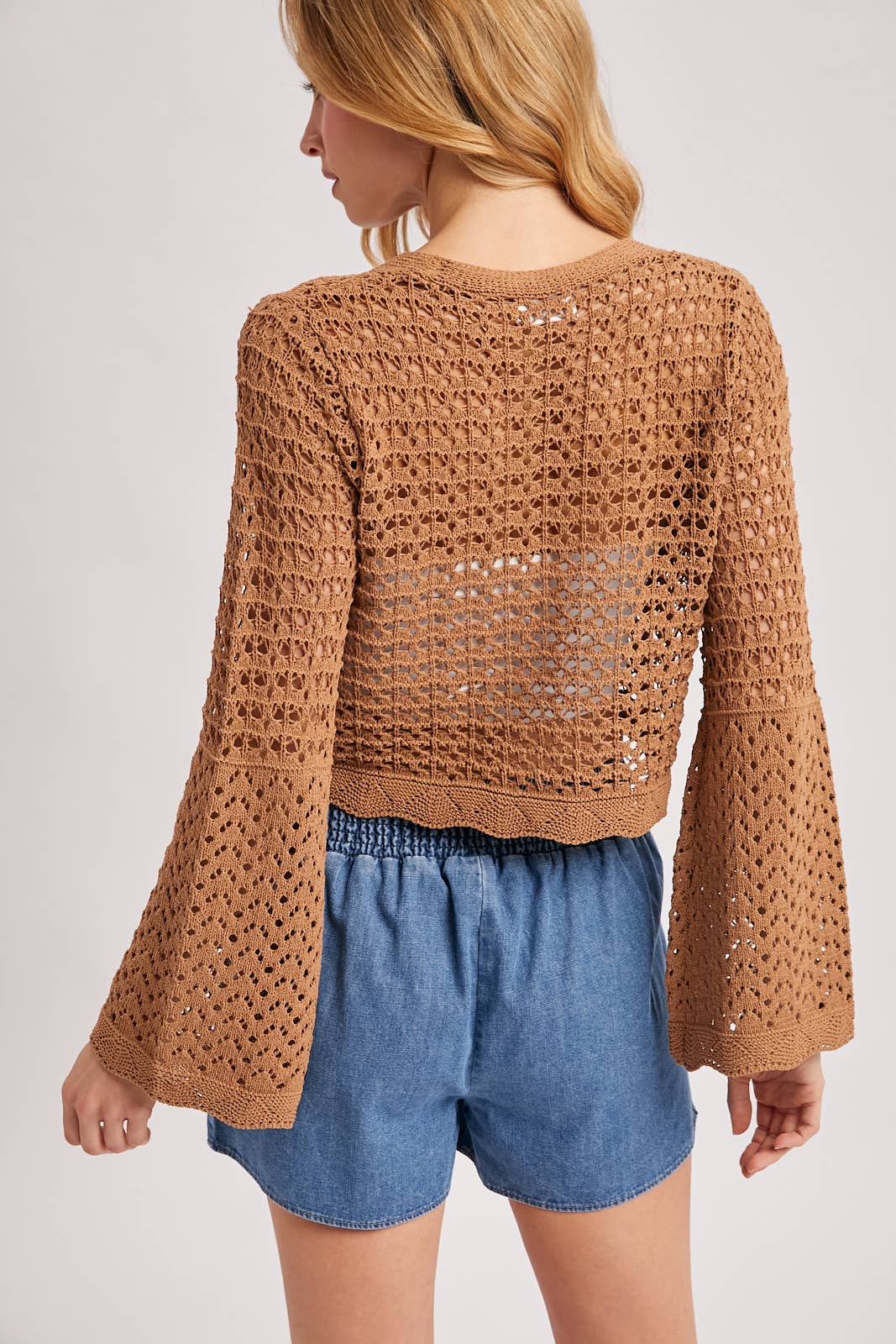 Bluivy - BUTTON DOWN OPEN-KNIT CROCHET CARDIGAN