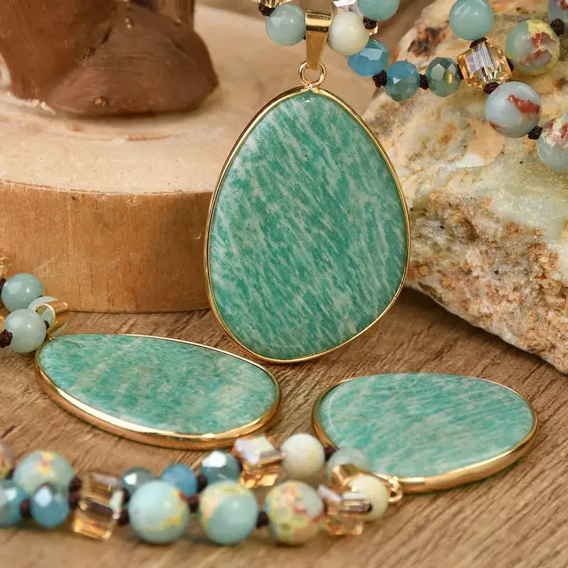 Sweet Cherry Sky - Stone Pendant Crystal Necklace