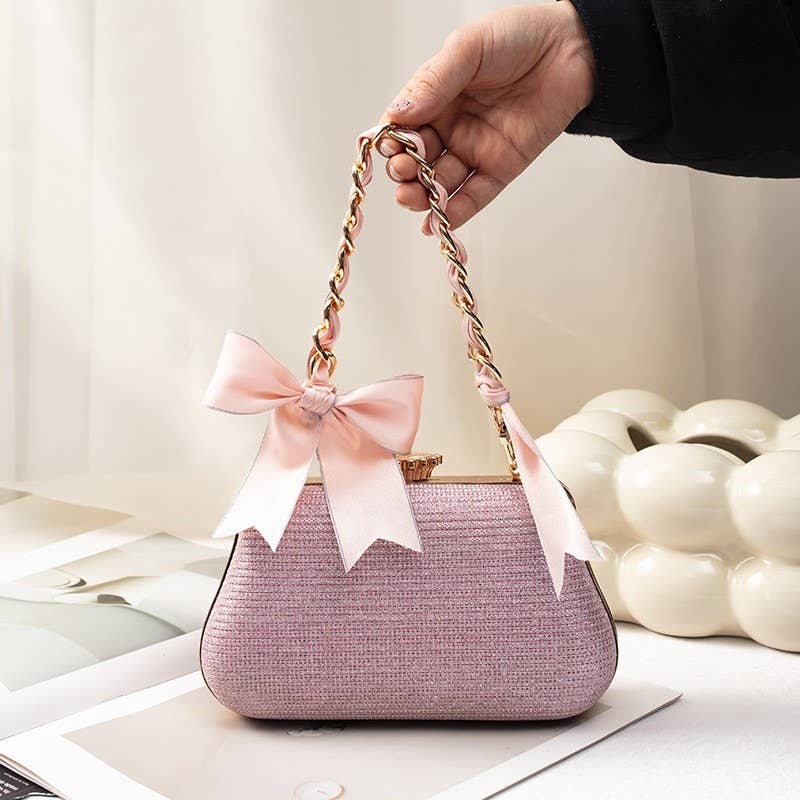 JOSSLYN by wall to wall - SILKY BOW PURSE BAG CHARM KEYCHAIN | 40KC147