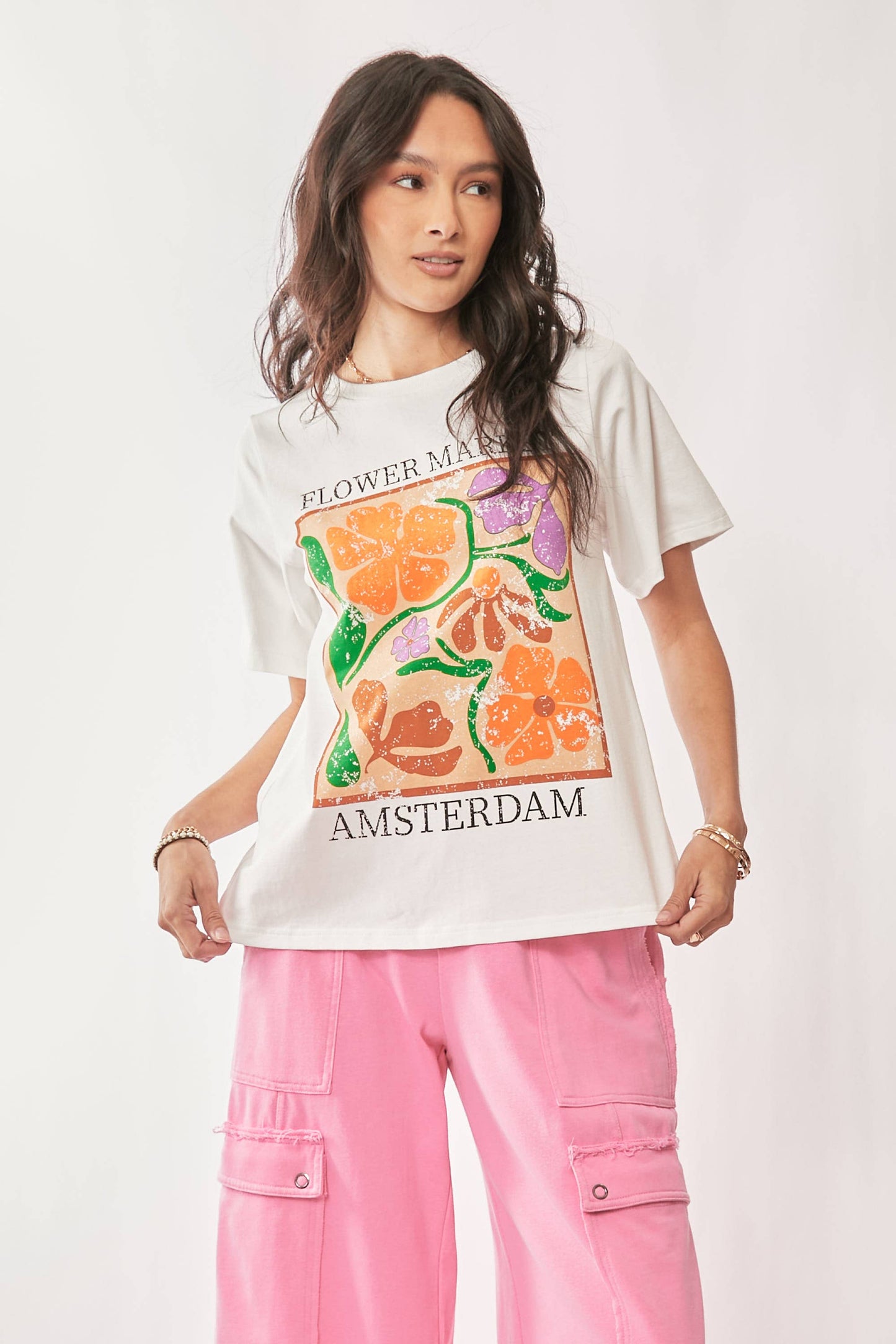 Davi & Dani - FLOWER MARKET WITH FLORAL GRAPHIC PRINT KNIT TOP