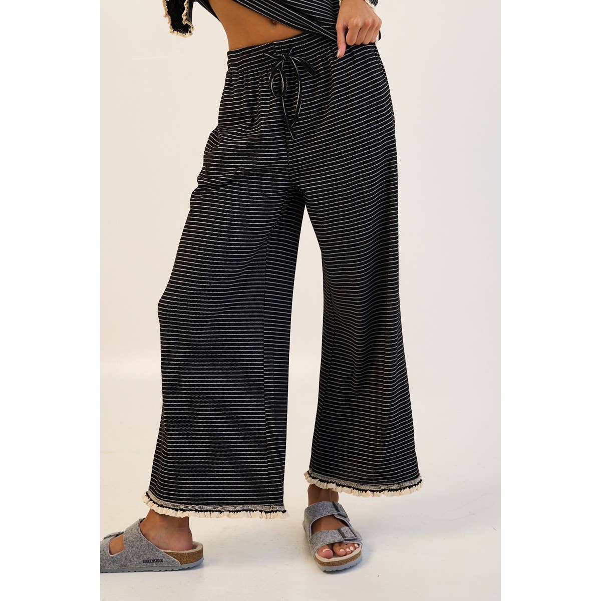 The GREii - Striped Ruffle Edge Pants