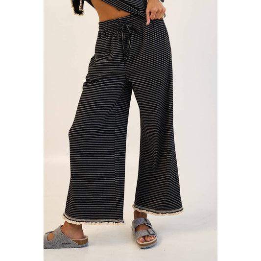 The GREii - Striped Ruffle Edge Pants