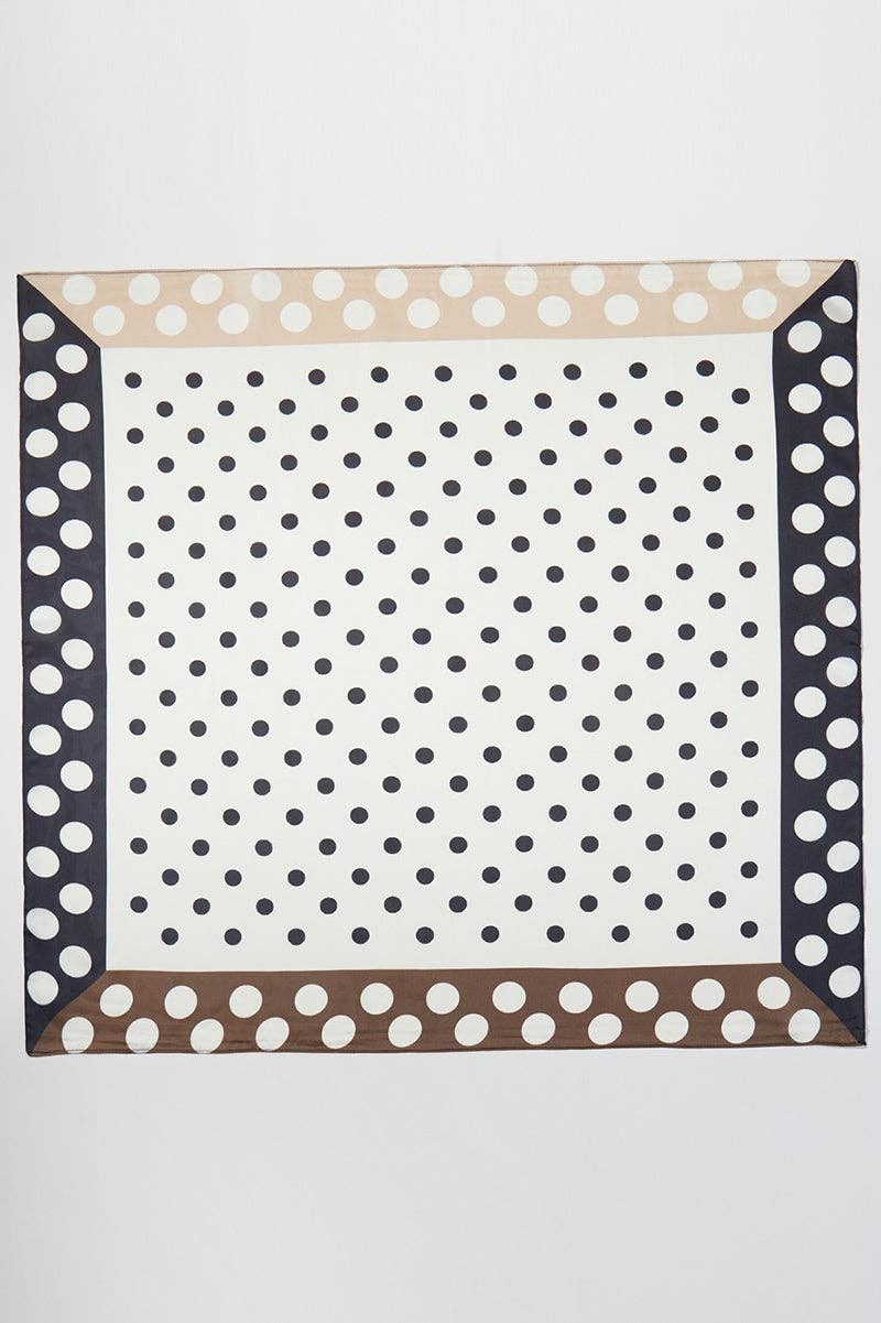Wholesale Accessory Market - Pattern Play Black Dots Square Satin Scarf
