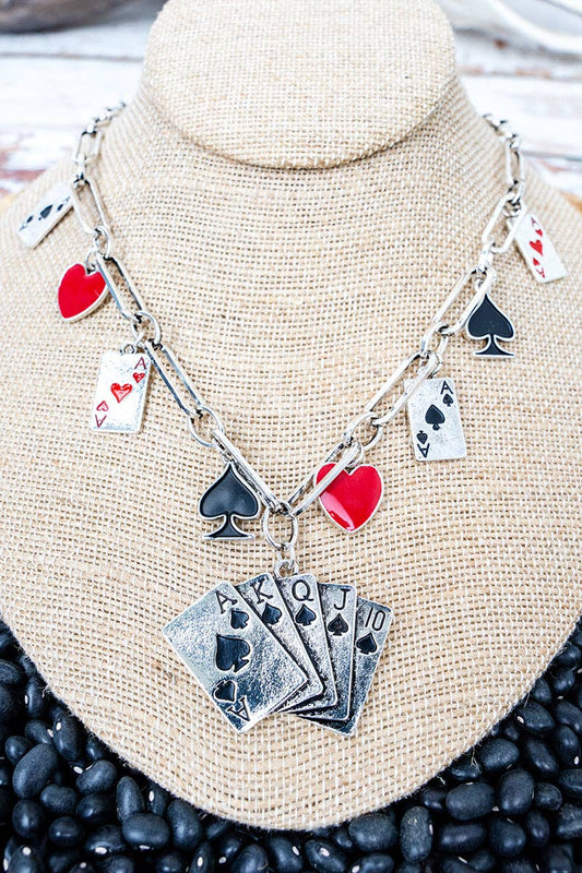 Wholesale Accessory Market - TIPI The Winning Hand Silvertone Charm Necklace
