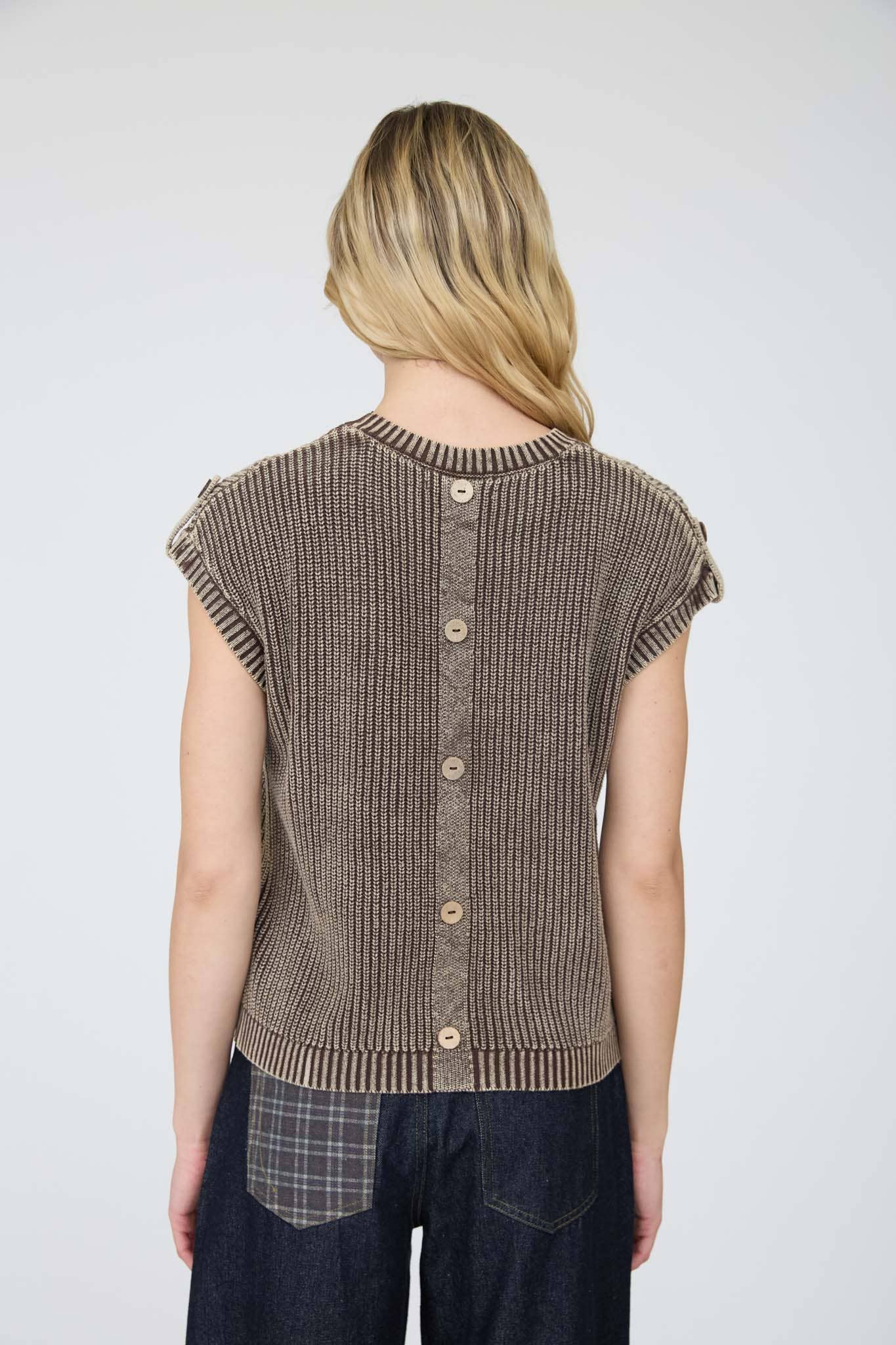 Brown  washed sweater vest