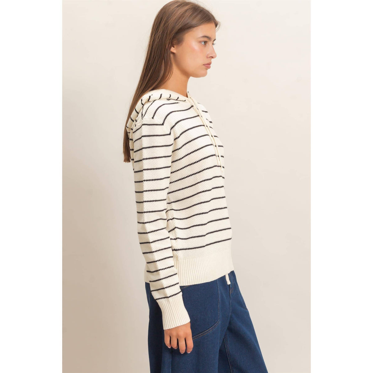 Double Zero - Striped Hooded Sweater