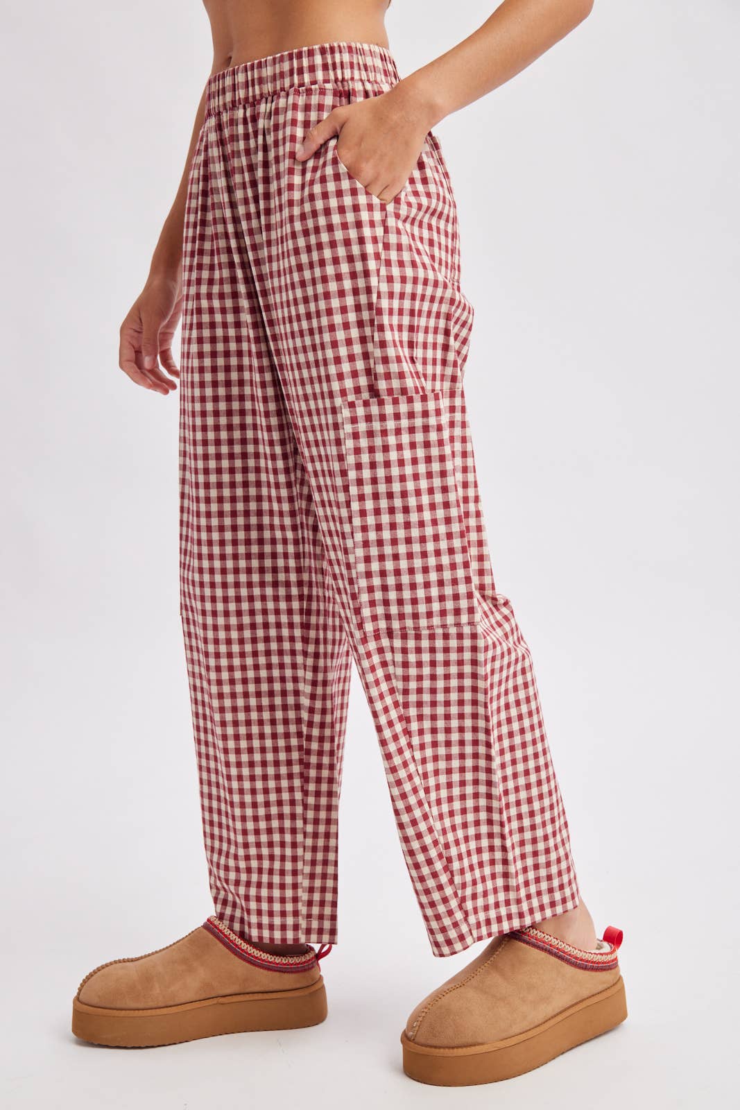 PLAID PATCH POCKET PANTS