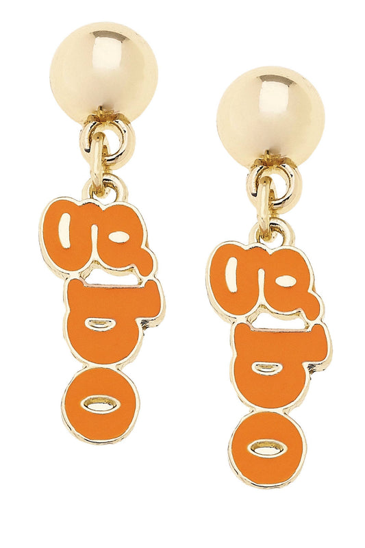 Canvas Style - Tennessee Vols Slogan Earrings in Orange/Shiny Gold