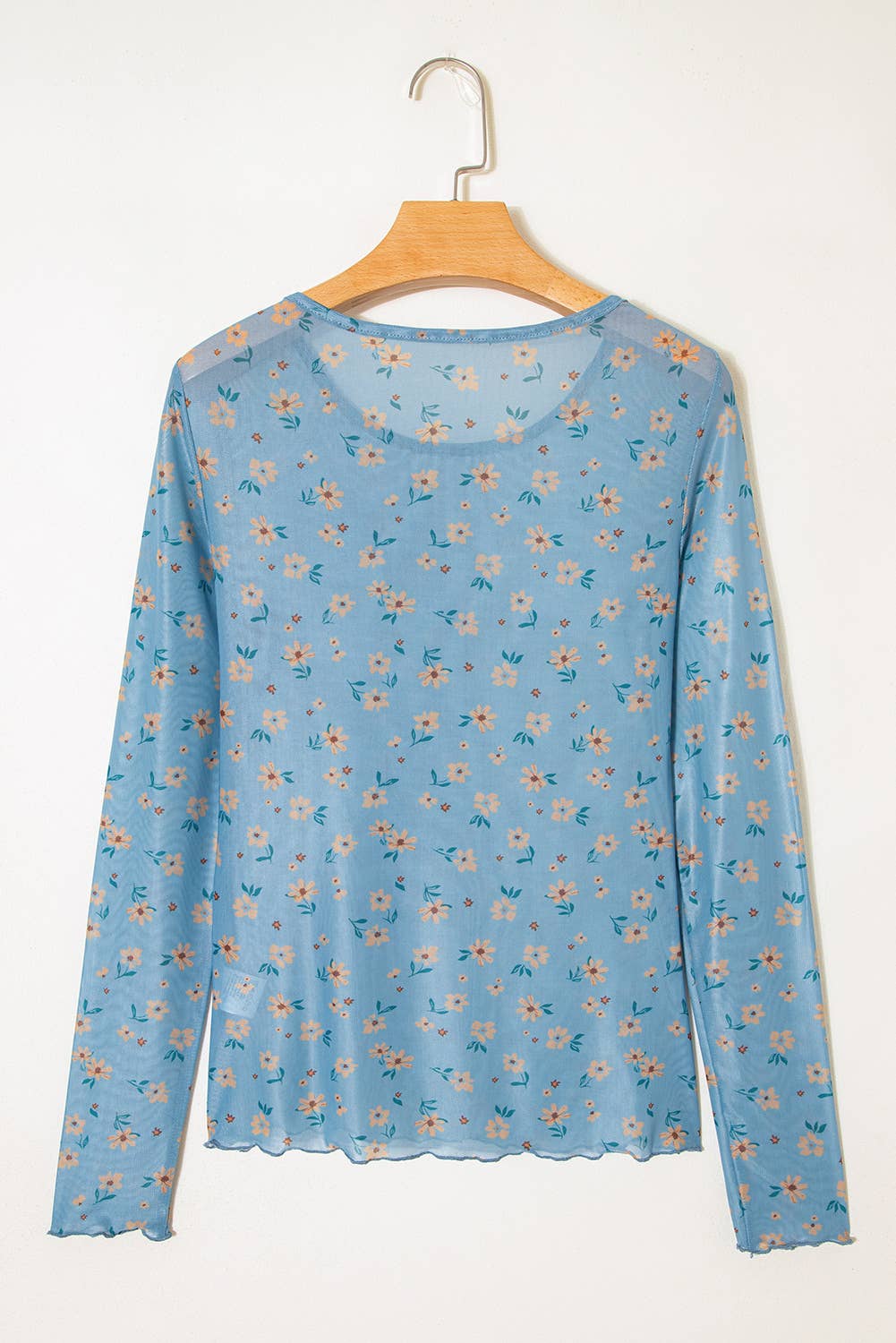 66DISCO - Western Vintage Floral Southern Style Mesh Long Sleeve Top