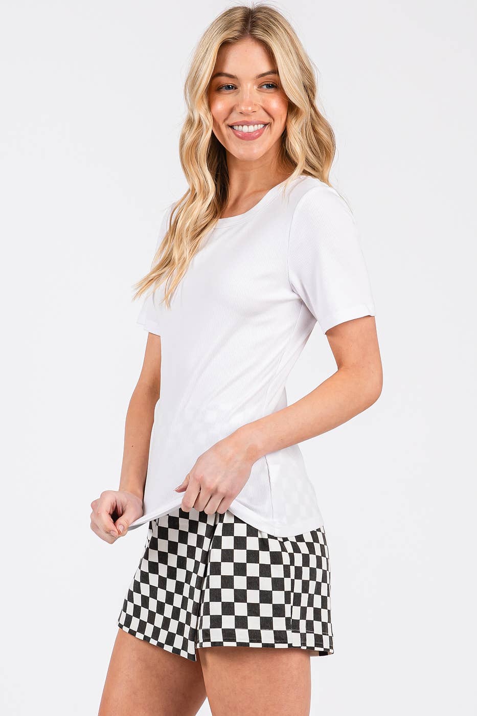 RIBBED ROUND NECK SHORT SLEEVE BASIC CLASSIC TEE