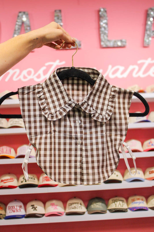 Summer Tees - BROWN GINGAM COLLAR