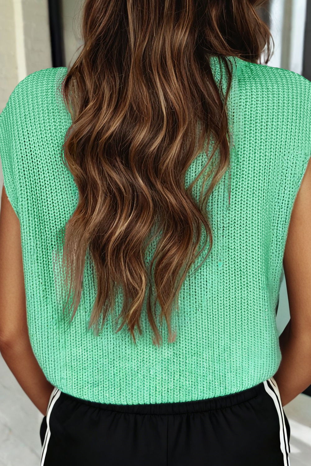 V Neck Button Front Sweater Vest