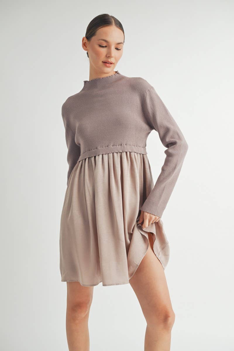Long Sleeve Twofer Sweater Mini Dress