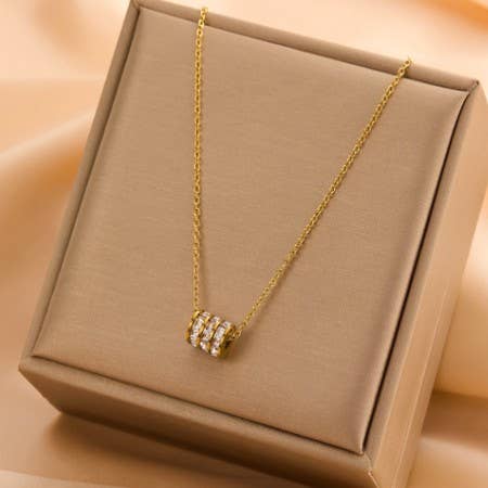 JOSSLYN by wall to wall - 18K STAINLESS STEEL TARNISH FREE BARREL NECKLACE | 40NK9638