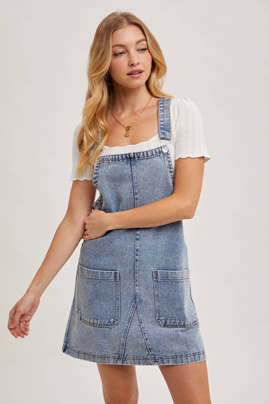 OVERALL MINI DRESS WITH POCKETS