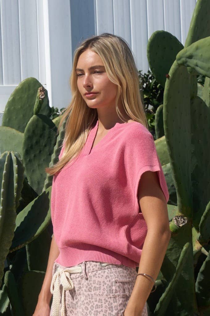 Dottie Dottié Garage - Lightweight Knit Top – Extended Shoulder Sleeve Sweater