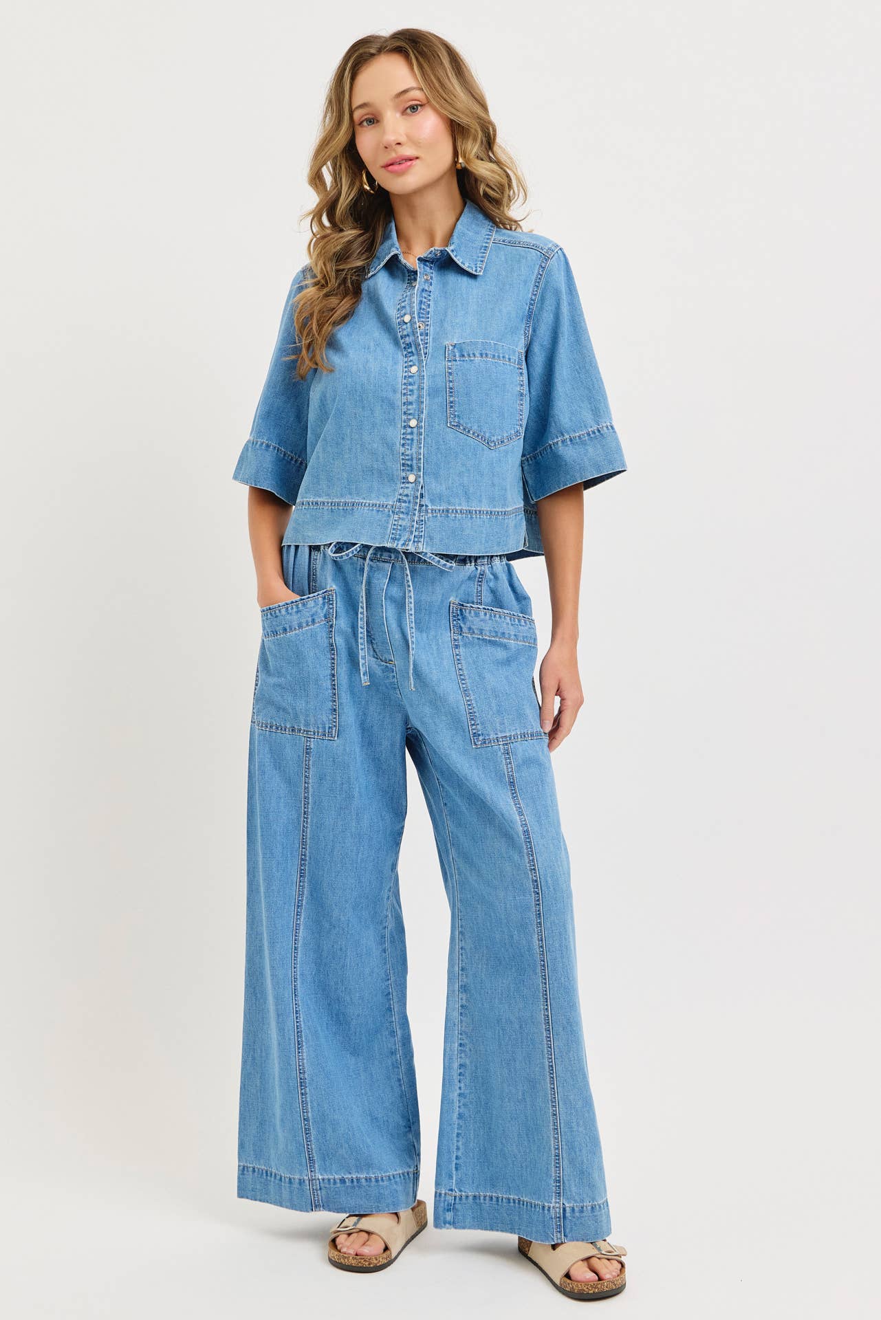 Sweet Lovely by Jen - CASUAL EVERYDAY EFFORTLESS DENIM BUTTON DOWN SHIRT