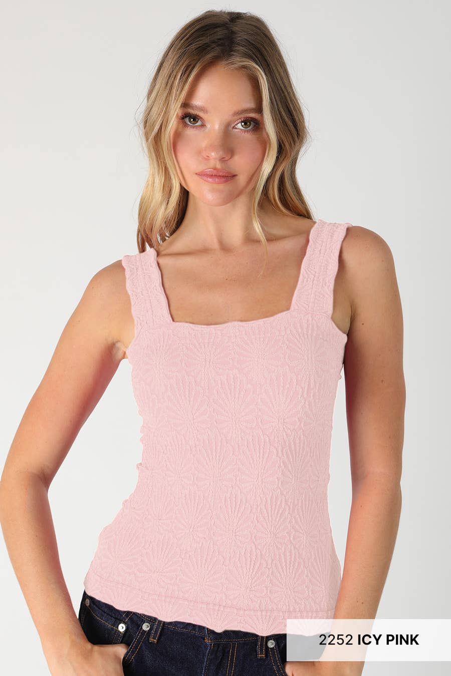 Lace textured tank