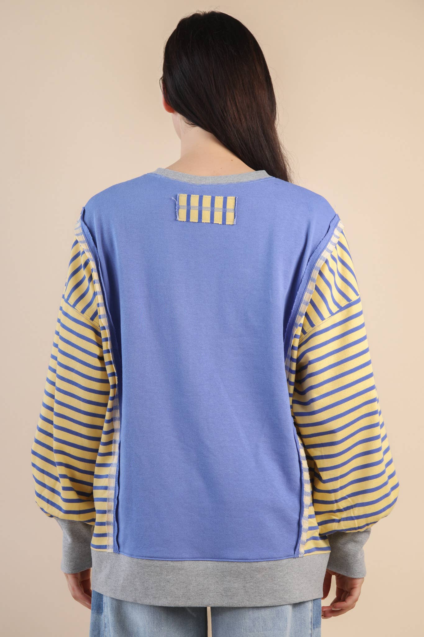 NT12221-Oversized Striped Casual Knit Top