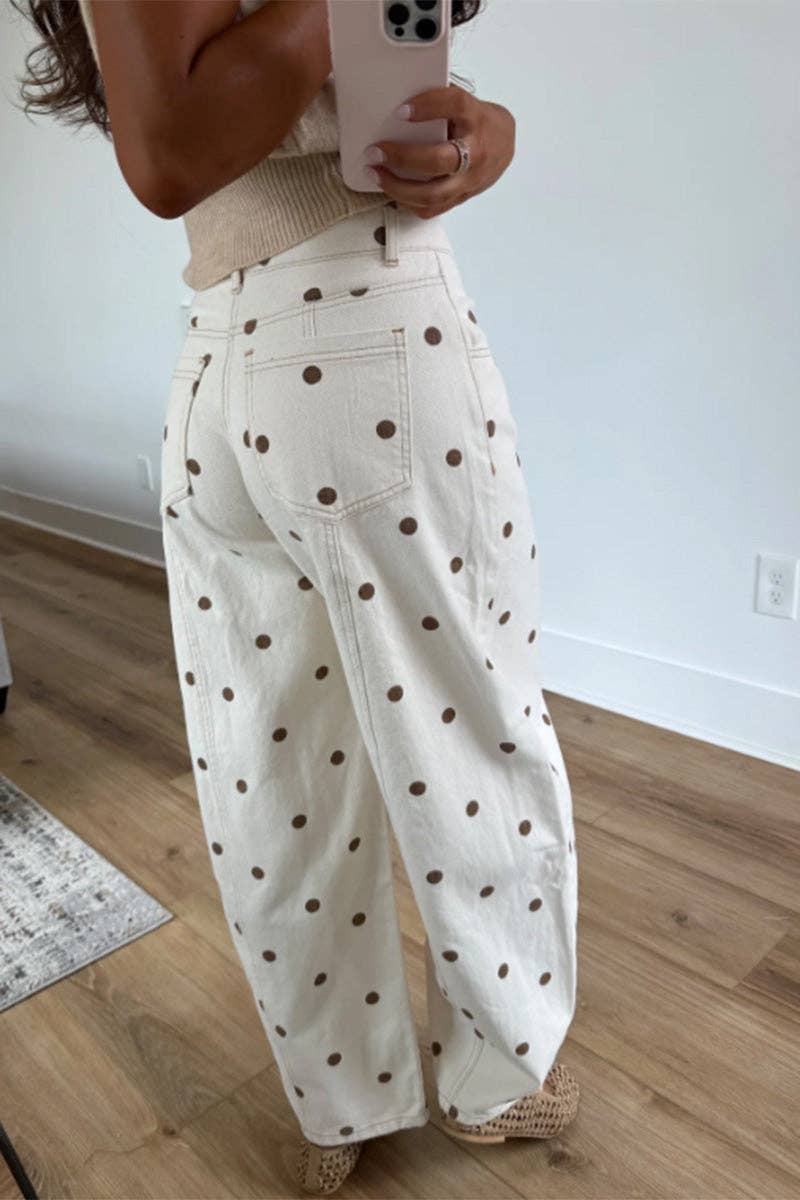 Mccolin - Relaxed Polka Dot Barrel-Leg Pants