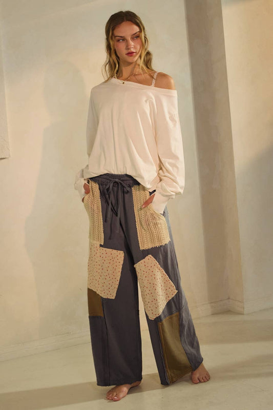 Patchwork Wide-leg Pants