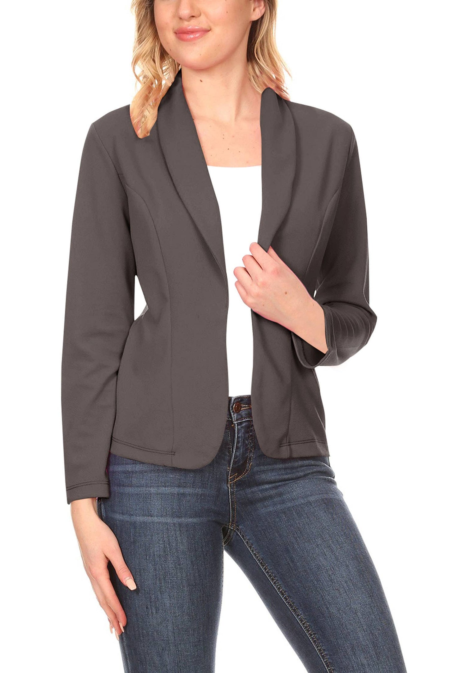 Women's Casual Solid Fitted Long Sleeve Blazer Jacket