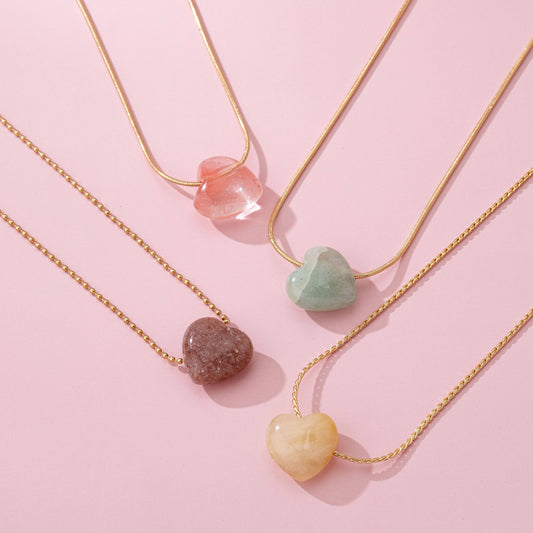 NATURAL STONE SEMI PRECIOUS HEART NECKLACE | 80N92675