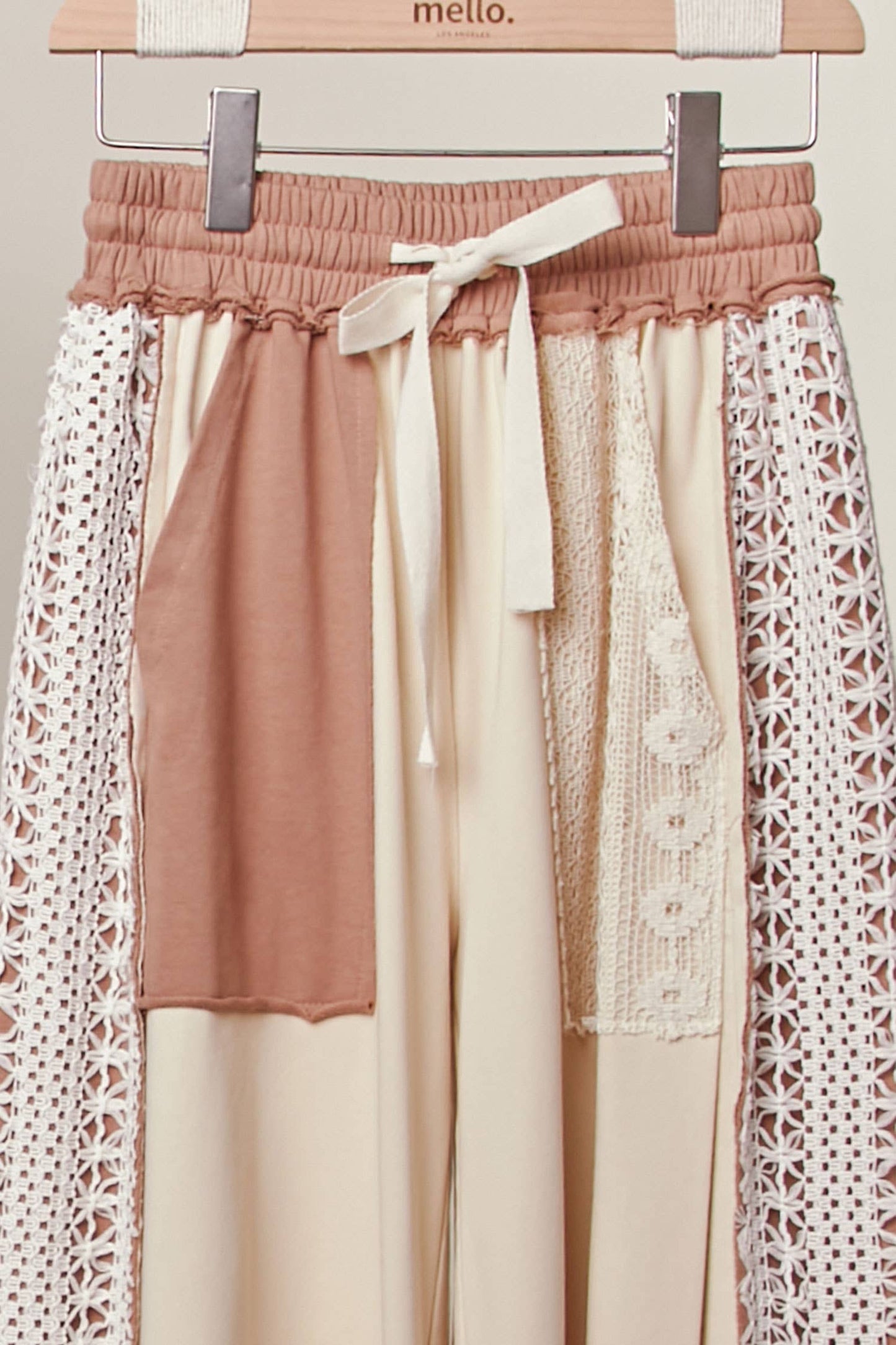 Mello. - Lace Accents Patchwork Maxi Pants