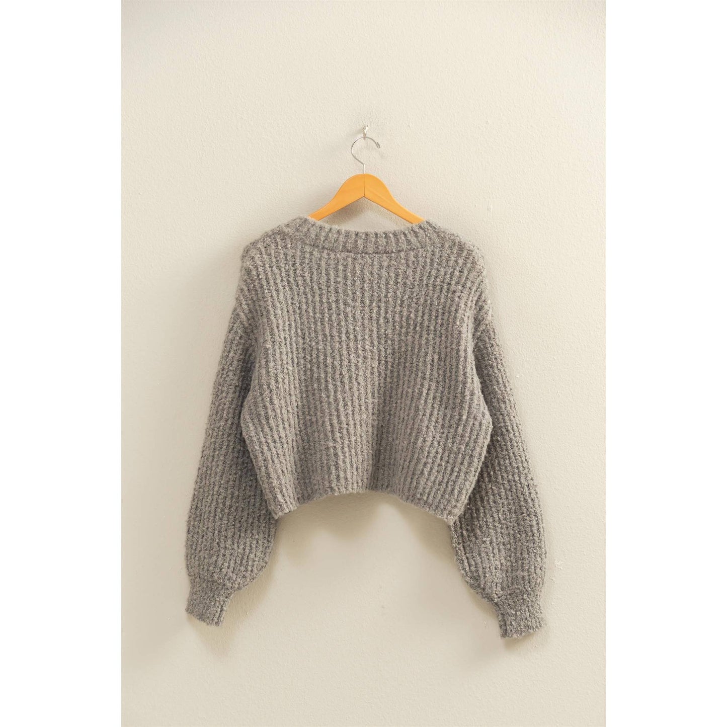 Fluffy Knit Button-Up Cardigan Sweater