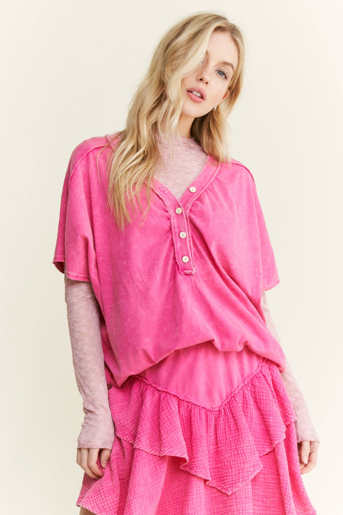 Mesh Floral Lace Layering top HT6578P1