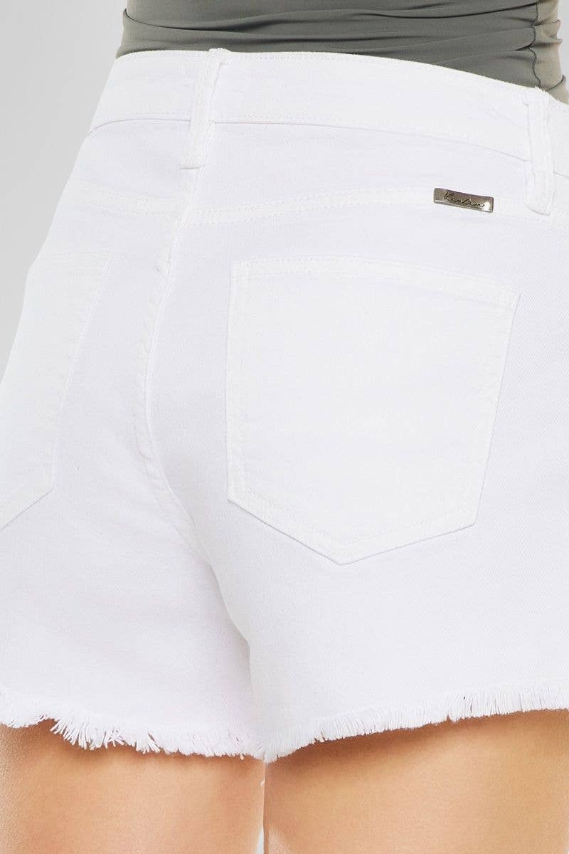 Kan Can USA - HIGH RISE MOM JEAN SHORTS-KC78015WT