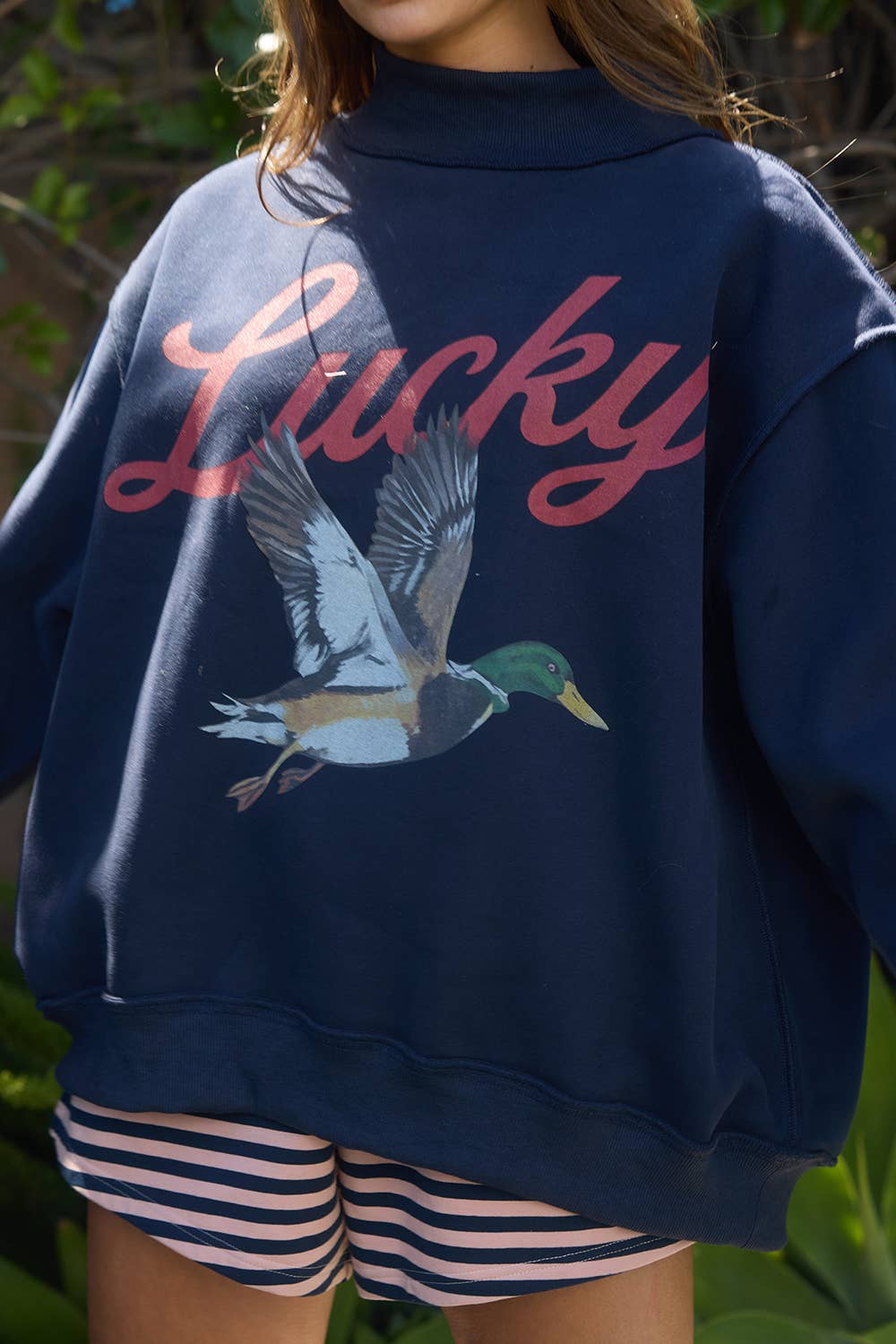 BUCKETLIST INC - IT2594-MALLARD | 'Lucky & Mallard' Mock-Neck Sweatshirt