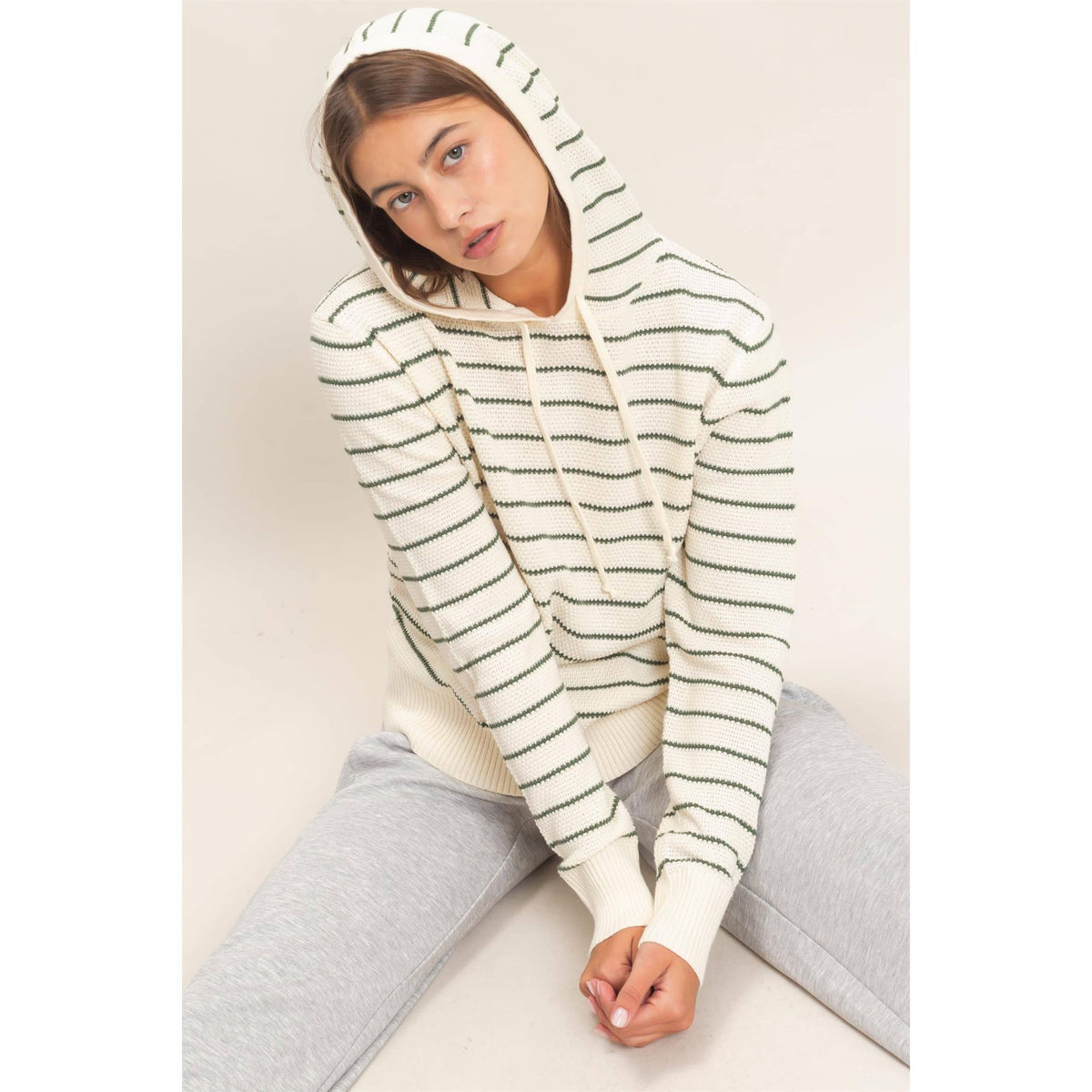 Double Zero - Striped Hooded Sweater