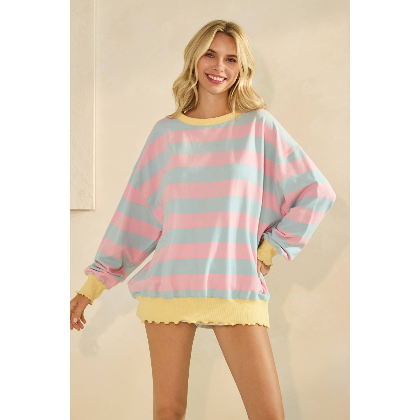 Striped Knit Long Sleeve Top