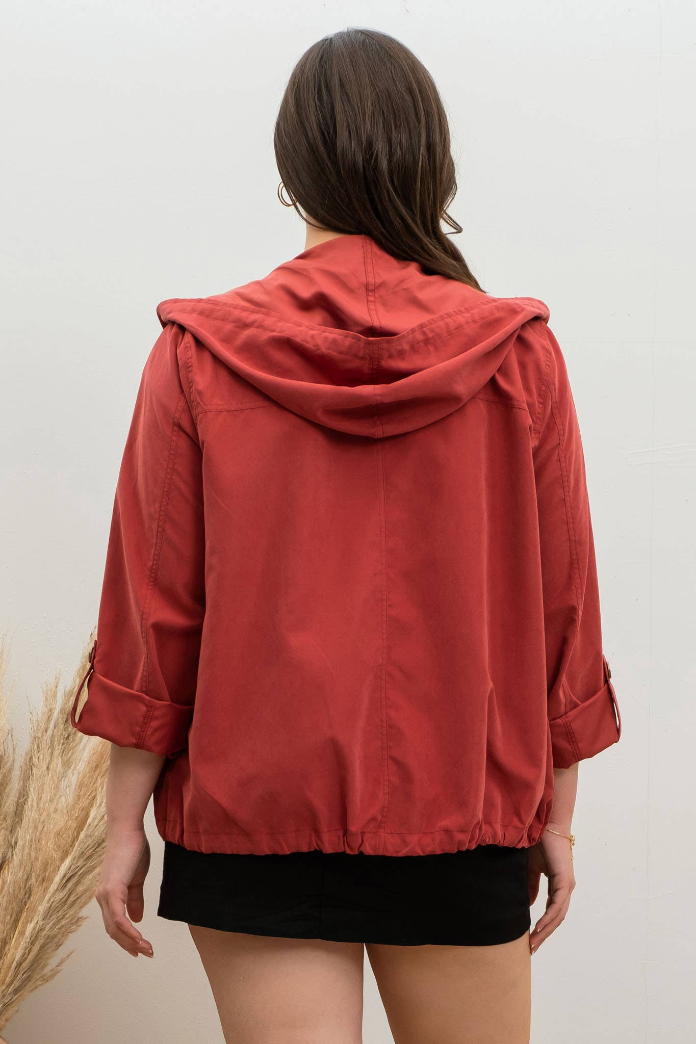 PLUS SNAP BUTTON ZIP UP HOODED JACKET