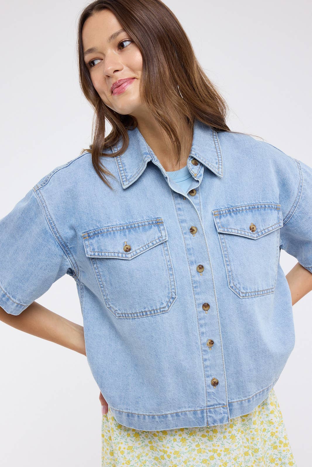 COTTON DENIM BUTTON-UP Shirt/Jacket