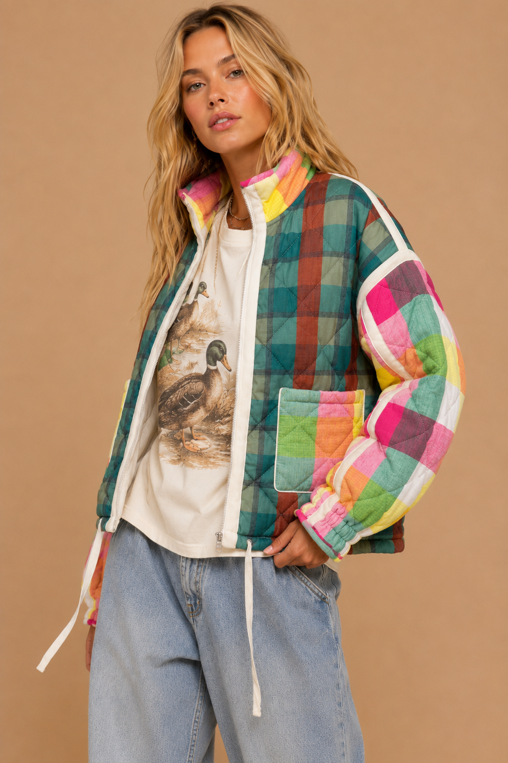 J.NNA - Quilted Patchwork Puffer