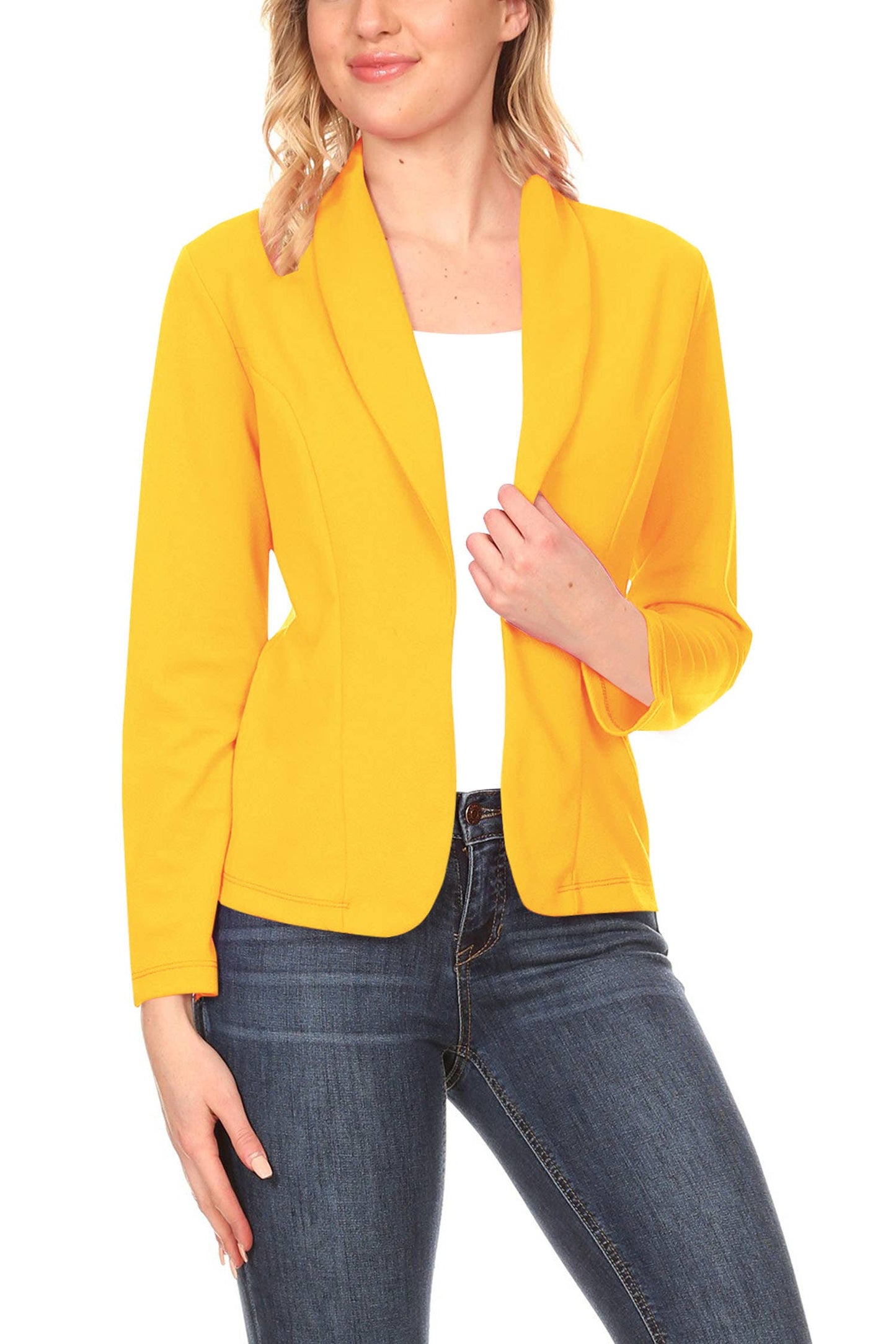Women's Casual Solid Fitted Long Sleeve Blazer Jacket