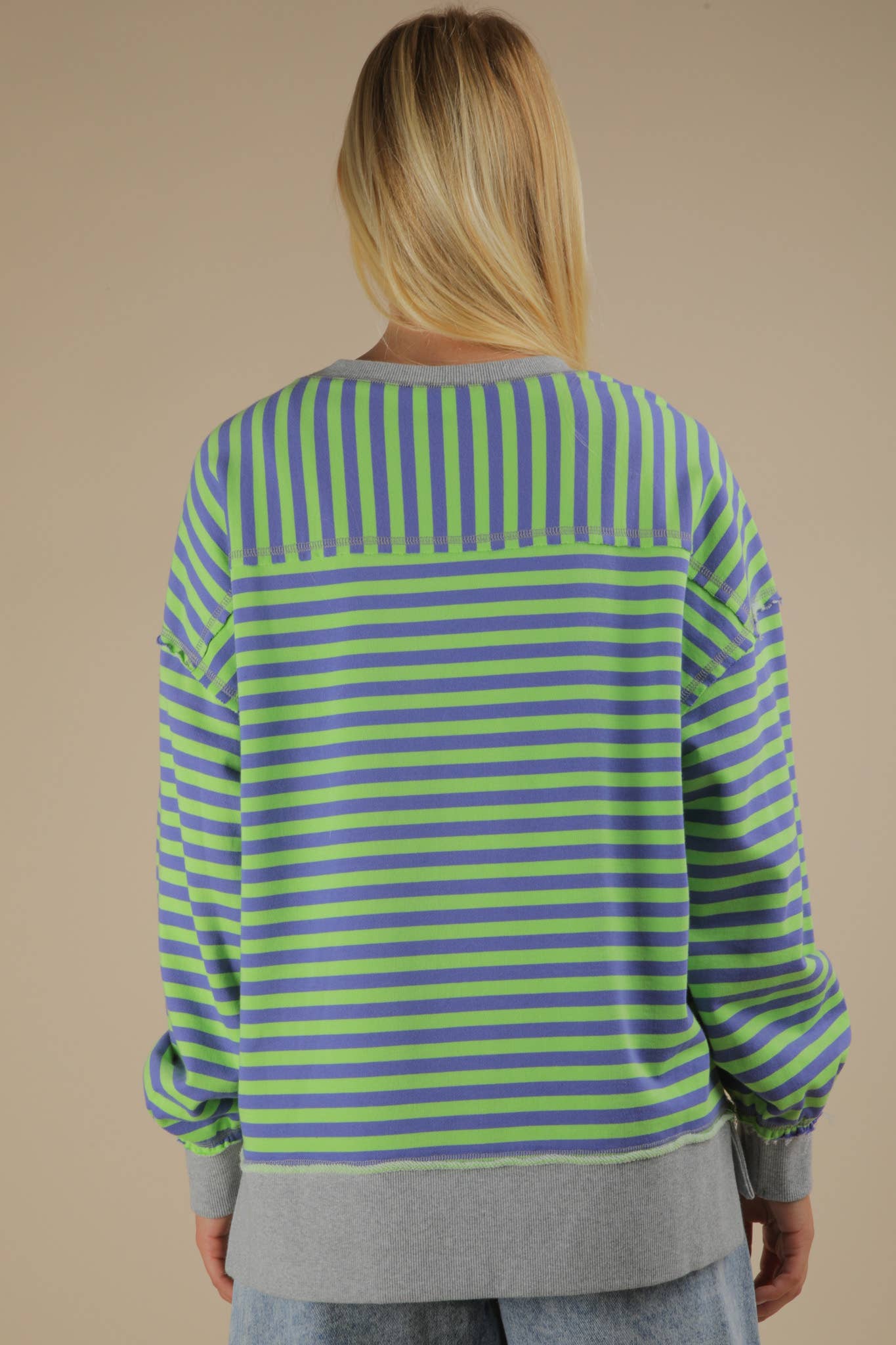 NT11927-Stripe Comfy Casual Oversized Knit Top