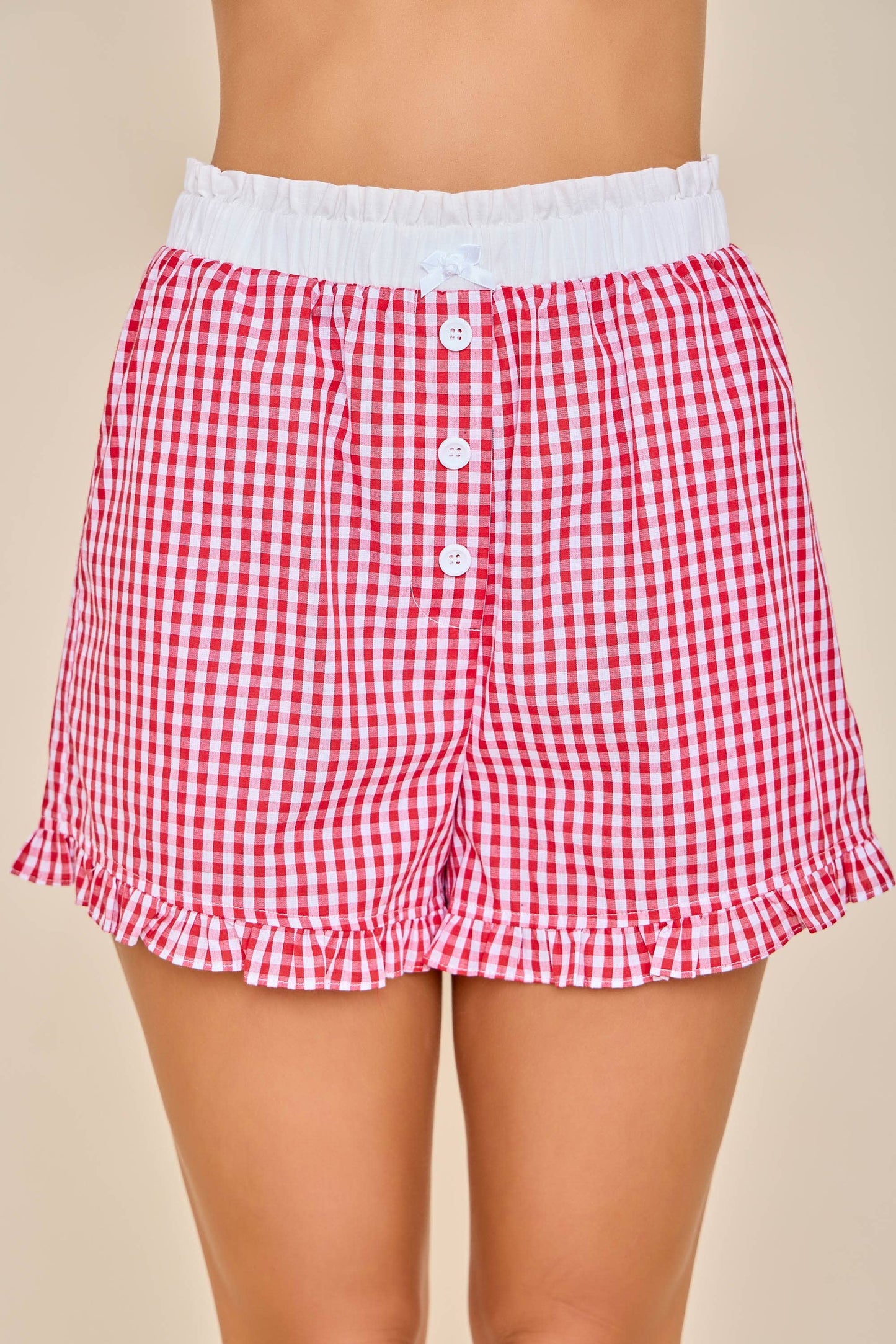 Main Strip - Sweet Gingham Button-Front Shorts