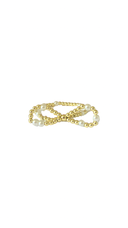 The Clara Bow- Gold & Pearls