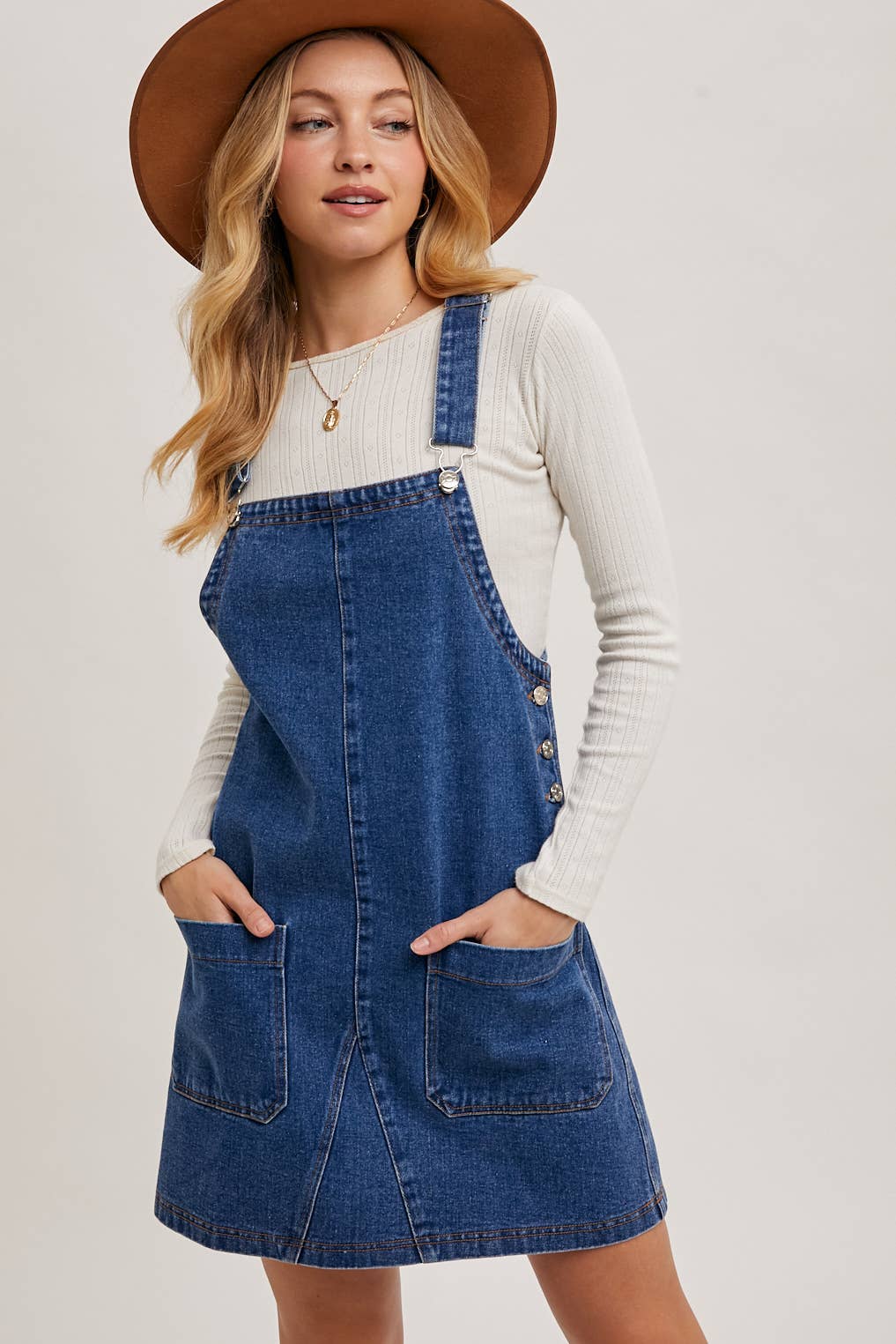 OVERALL MINI DRESS WITH POCKETS