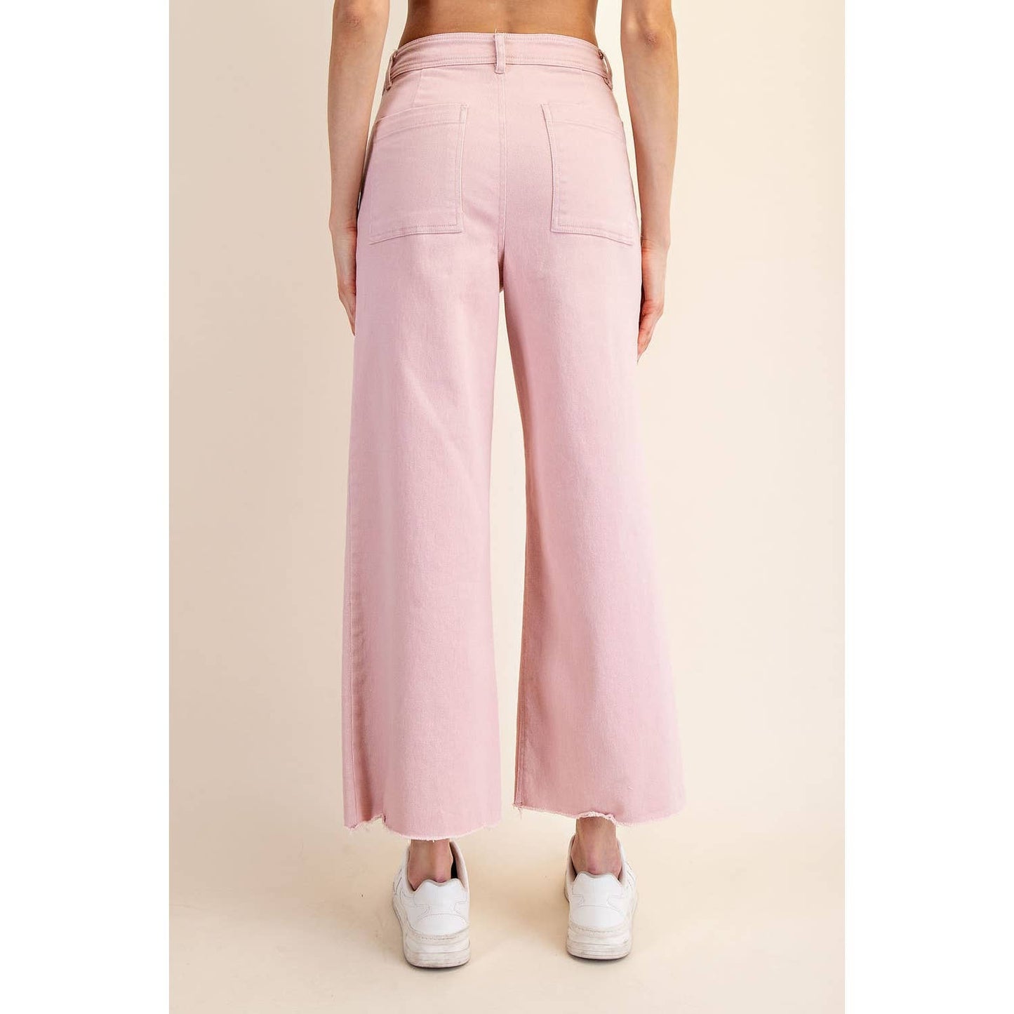 COTTON TWILL WIDE LEG ANKLE PANT