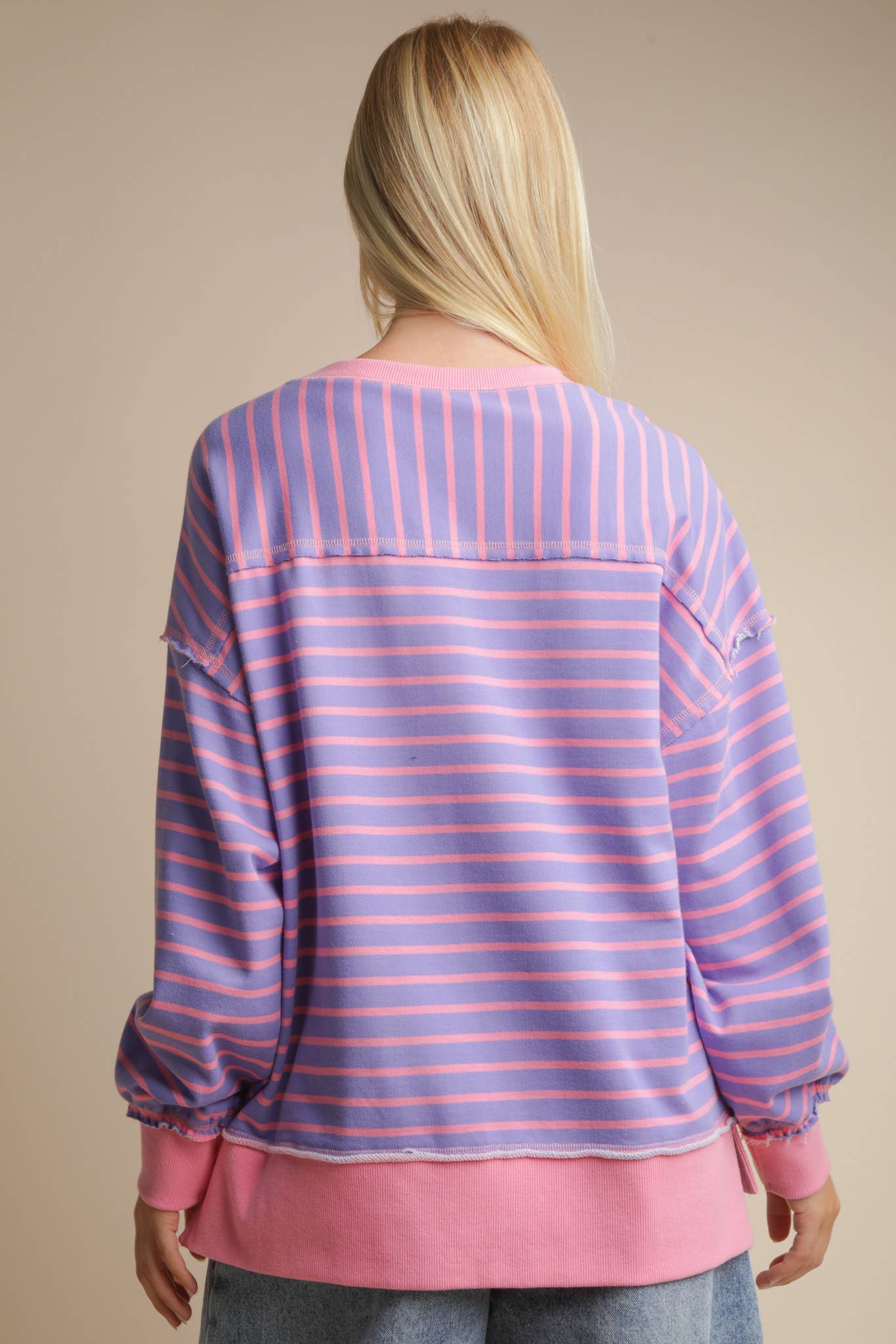 NT11927-Stripe Comfy Casual Oversized Knit Top