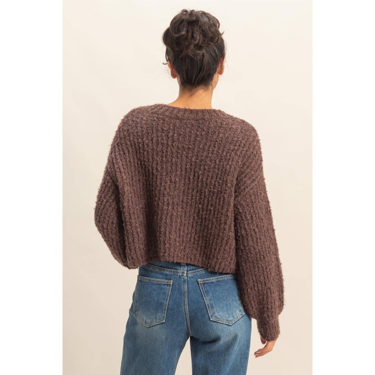 Fluffy Knit Button-Up Cardigan Sweater