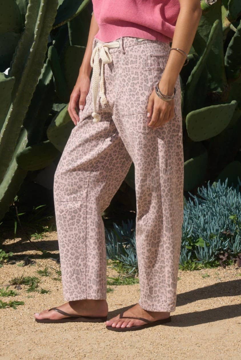 Dottie Dottié Garage - Leopard Print Drawstring Wide Leg Pants