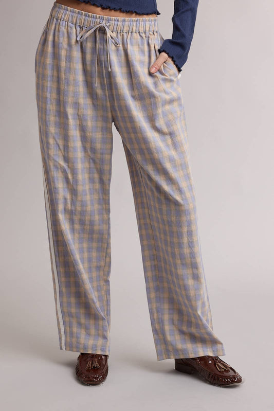 Mocha checkered DRAWSTRING PANTS