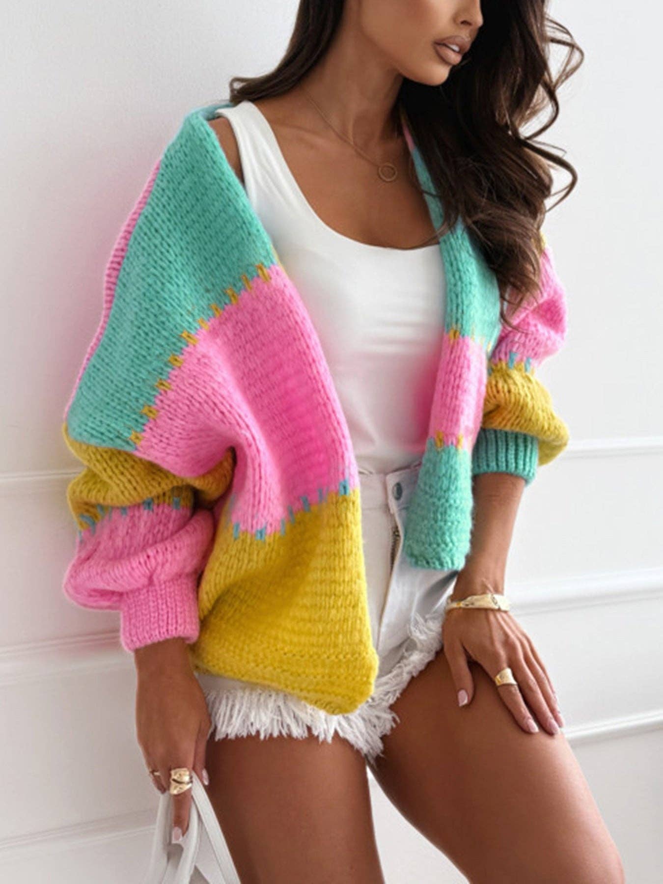 alberalkirk - Color Block Knit Cardigan Women Pink N5A521